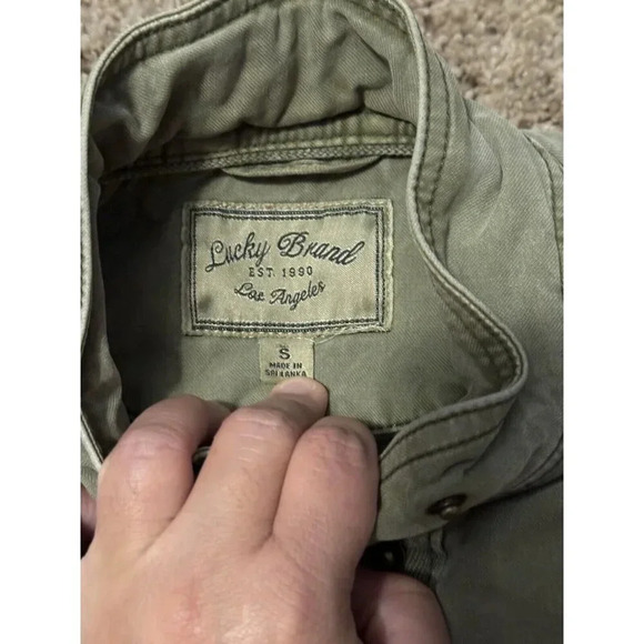 LUCKY BRAND Military Field Jacket Utility Coat Olive Green Full Zip Womens SMALL - Picture 3 of 10